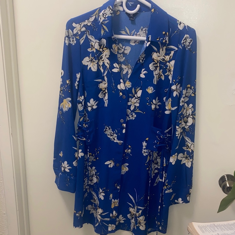Floral Blue Trench Coat